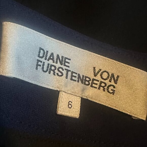 Diane Von Furstenberg Black Blue Color Block Pencil Skirt Slit Size 6 Women's - Picture 9 of 10